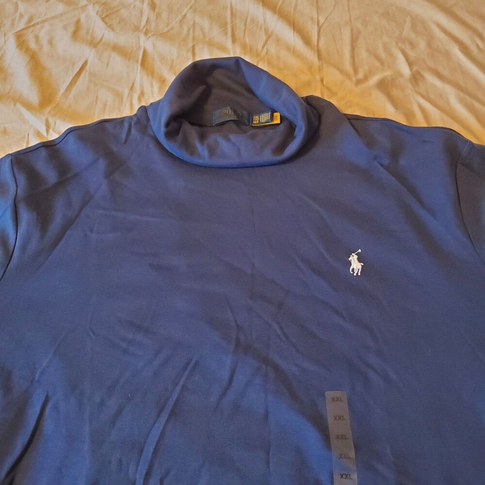 Polo Ralph Lauren Men's Navy Soft Cotton Turtleneck Long Sleeve Shirt Size XXL - Picture 2 of 9
